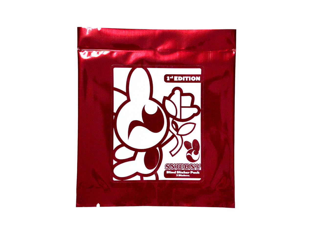 Blind sticker pack SNWBNY red foil package – 1st edition mystery stickers 2 per pack cute bunny artwork
